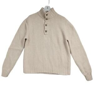 Banana Republic Sweater Mens L Luxury Cashmere Wool Blend Half Button Pullover
